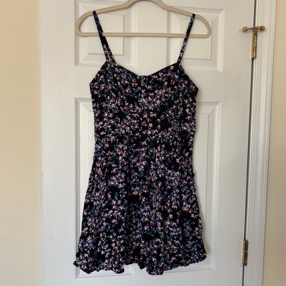 Express Corset Top Floral Mini Dress | M | Pockets & Adjustable Straps